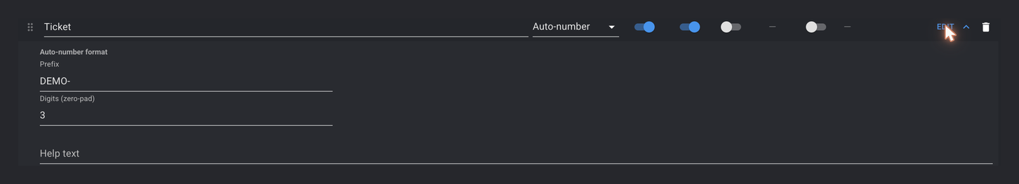 Setting an Auto-number prefix and digits