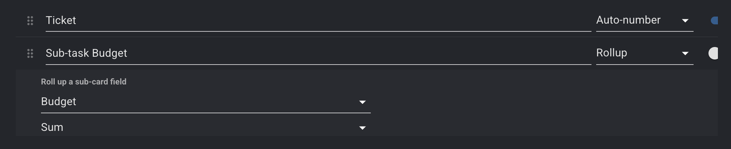 Configuring a rollup field