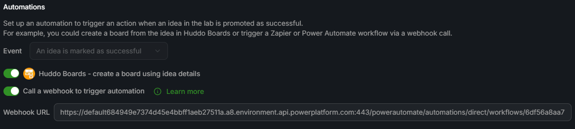 Idea lab automation options