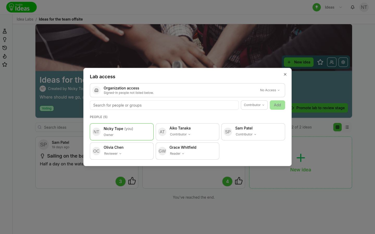 The Lab access dialog