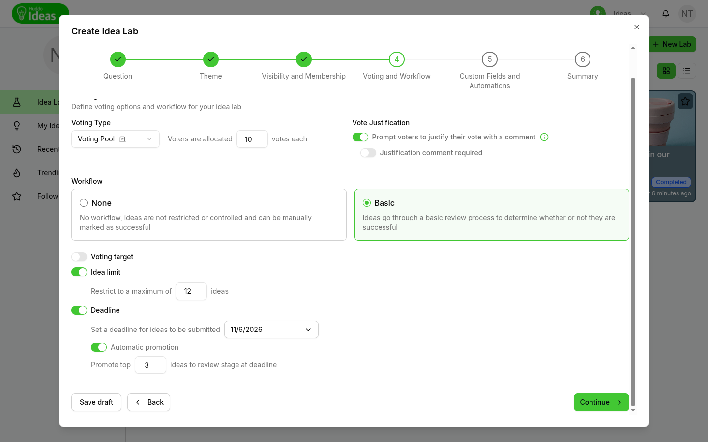The Basic workflow options