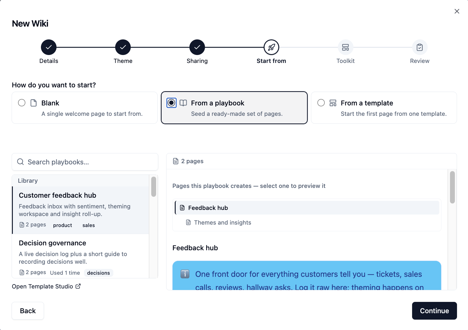 The Start from step with a playbook selected