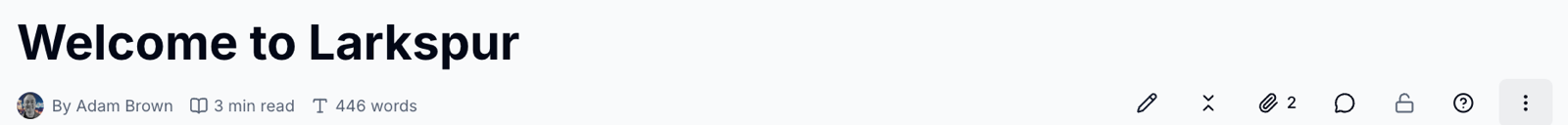 The page title and header icons