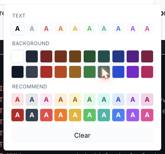 The text colour palette