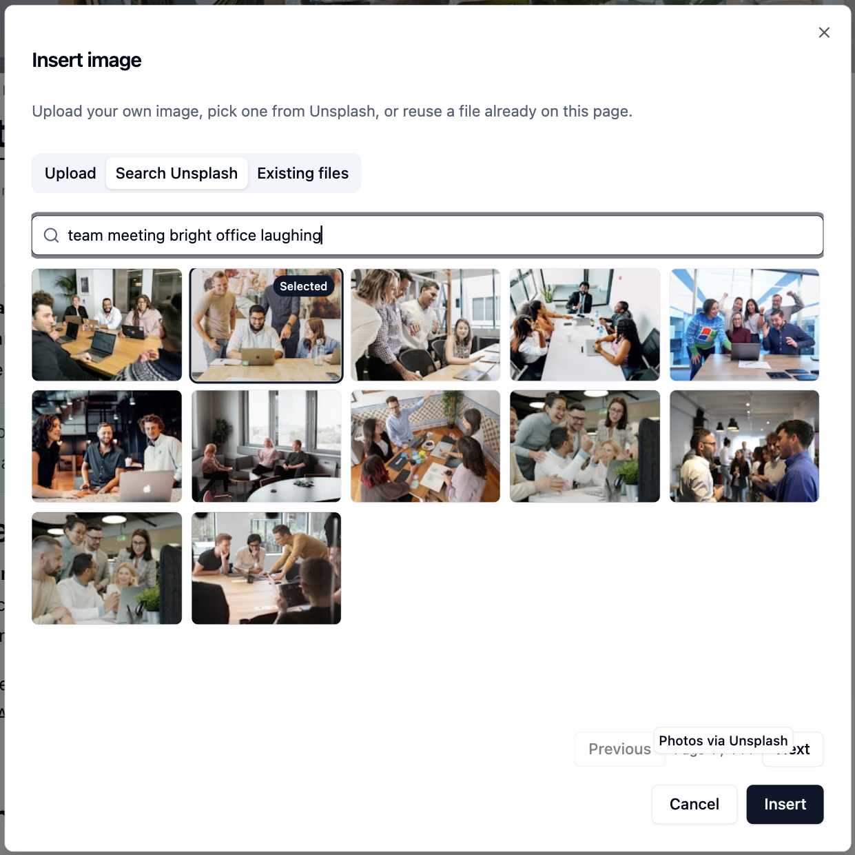 The Insert image dialog