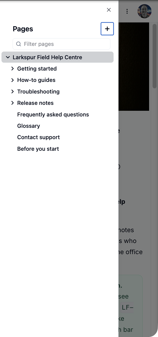 The page list on a phone