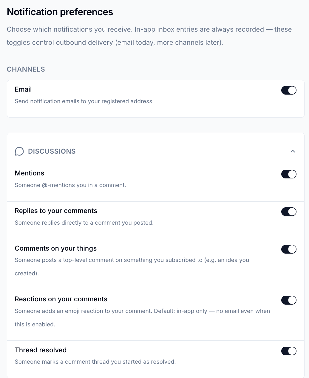 Notification preferences