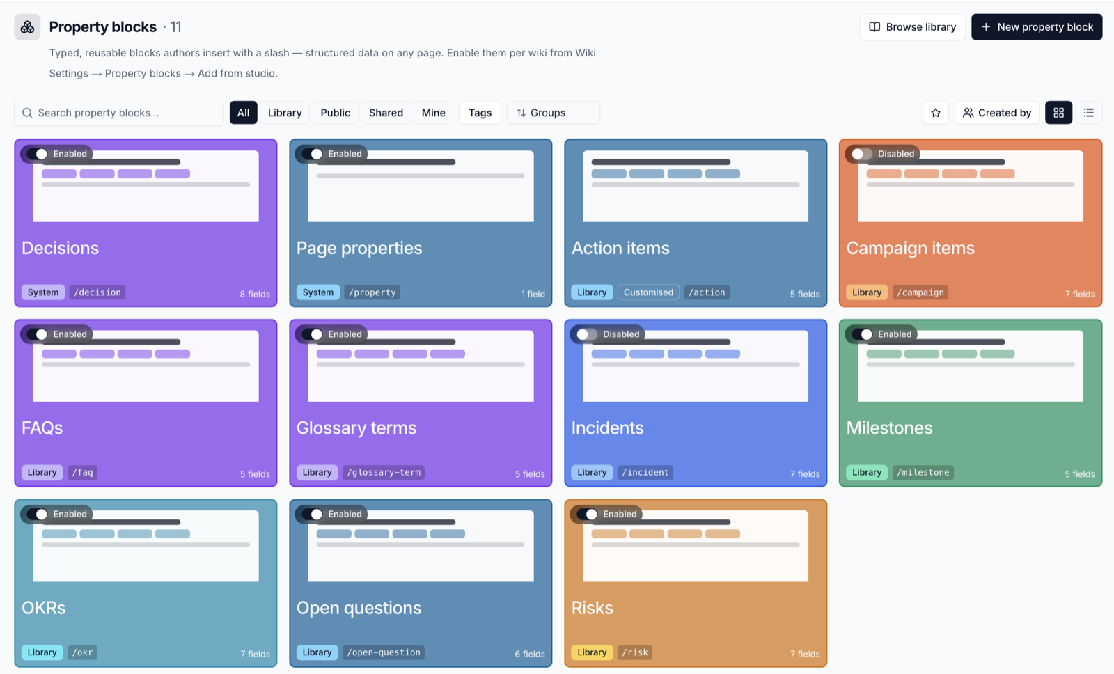 Property blocks in Template Studio