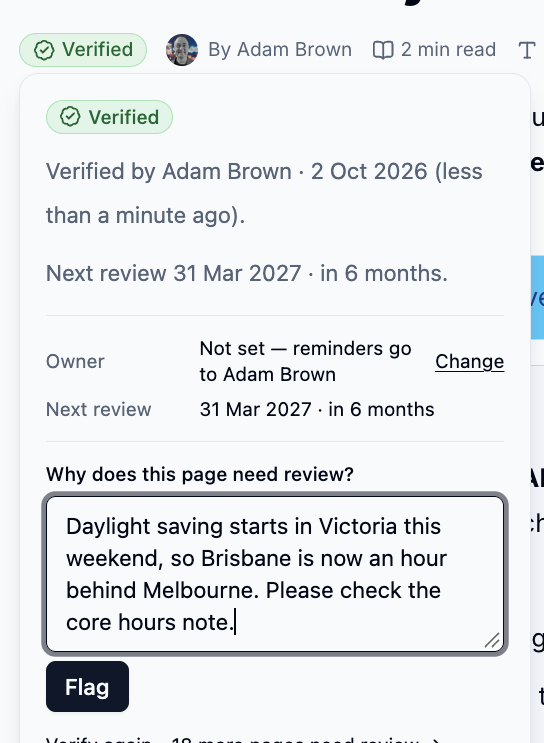 Flagging a page for review