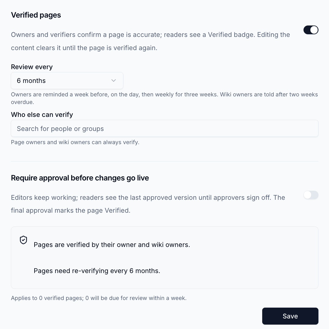 Verification settings