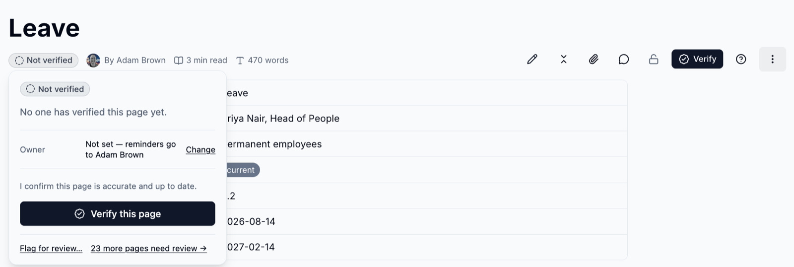 Verifying a page