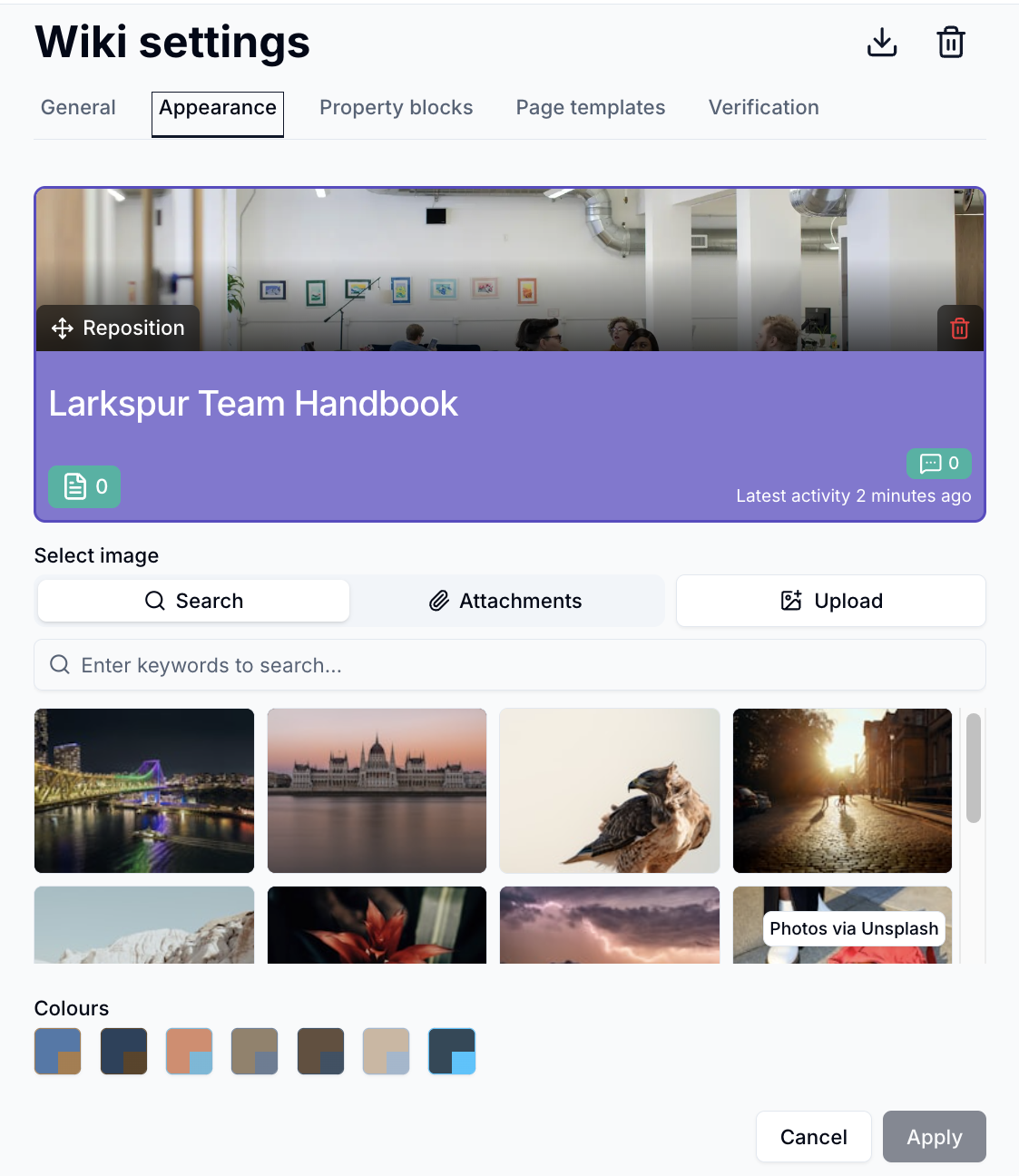 The Appearance tab